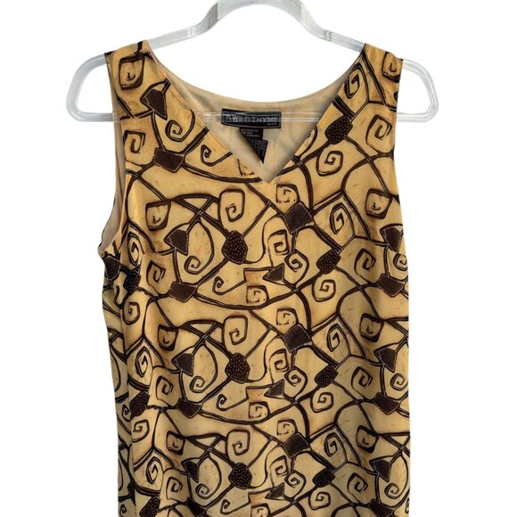 A Wild Thyme Womens Sleeveless Beige & Brown Swirl Print Maxi Dress Size 8P - Picture 5 of 7